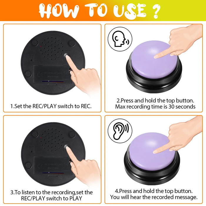 Voice Recording Buttons for Pet Communication Training