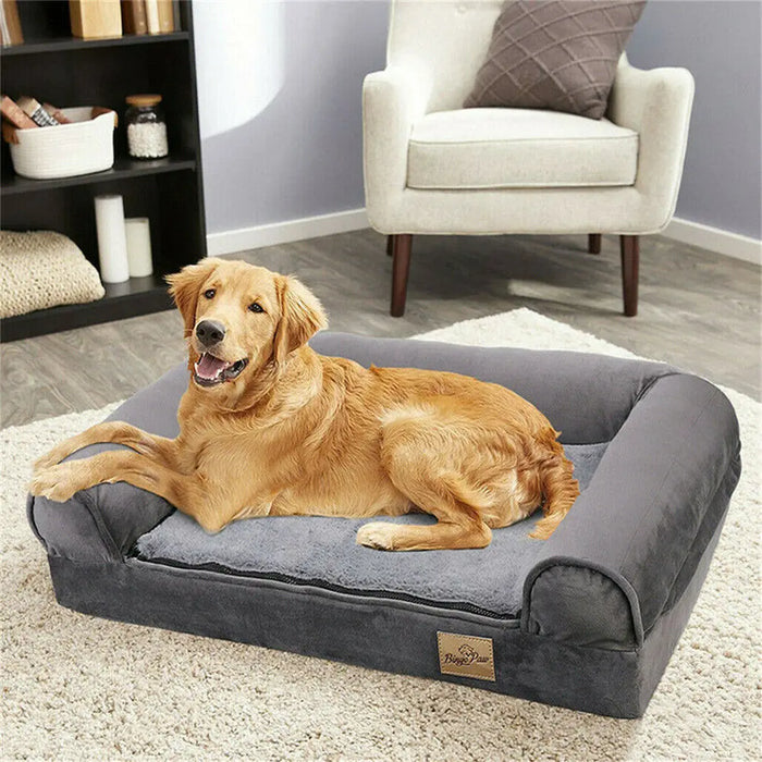XXL Large Orthopedic Dog Bed Cozy Pet Dogs Bedding with Bolster Washable Cover